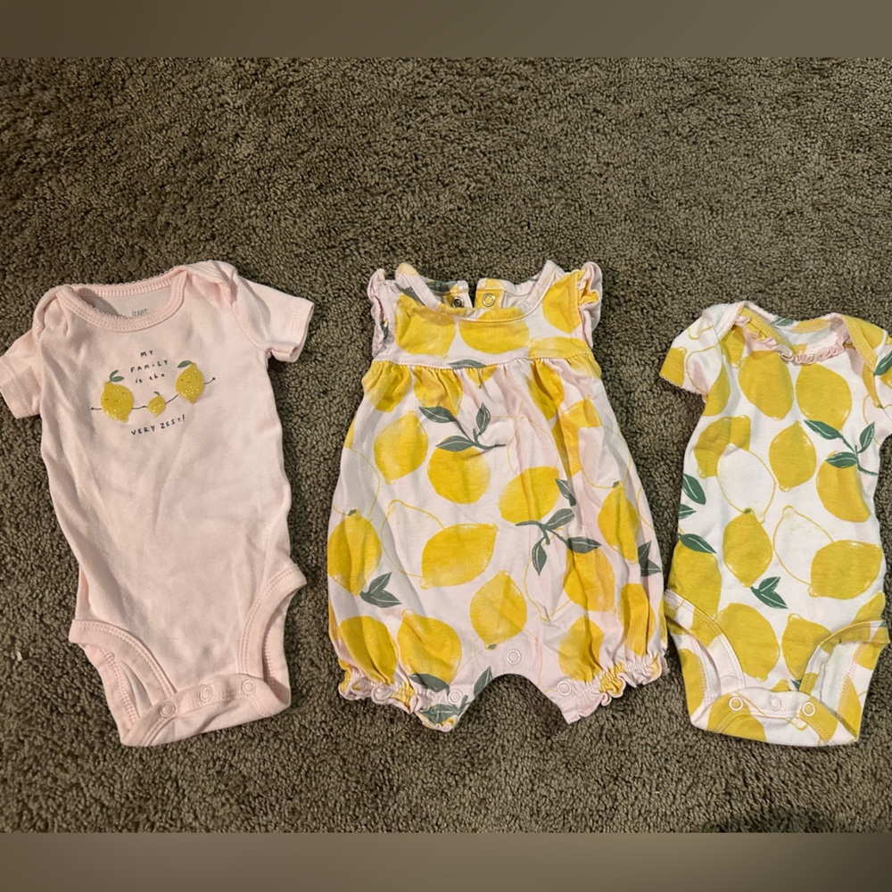 Carter's Pink and Yellow Diaper Cover Set with Matching Accessories